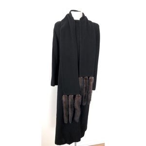 Regency Cashmere Trench Coat Fur Mink Tails Sax Fifth Ave Luxury Vintage 80s M